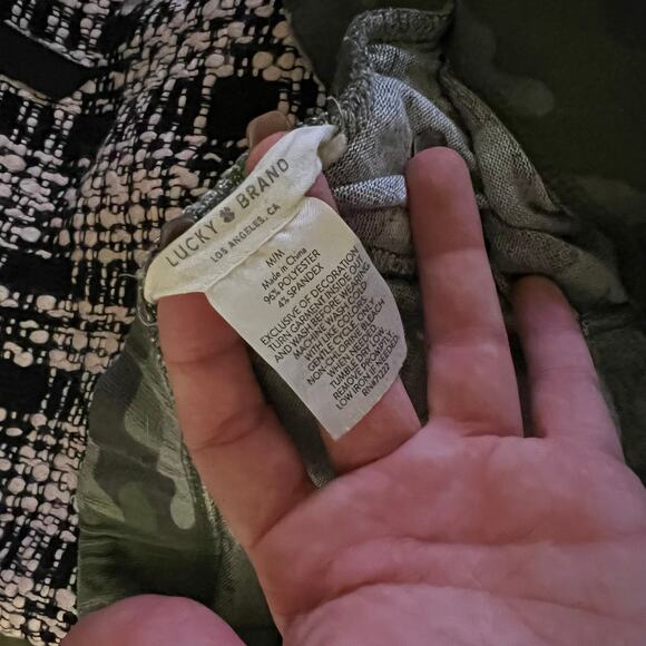 Lucky Brand Pajama Style Comfy Pants Green Camo High Rise Sweats Size M - Picture 6 of 6